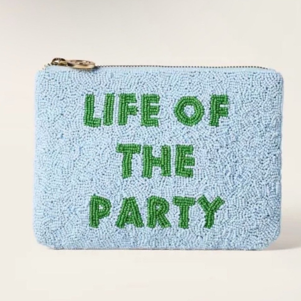 NWT Kate Spade x Target Life of the Party Beaded Blue & Green Clutch Bag